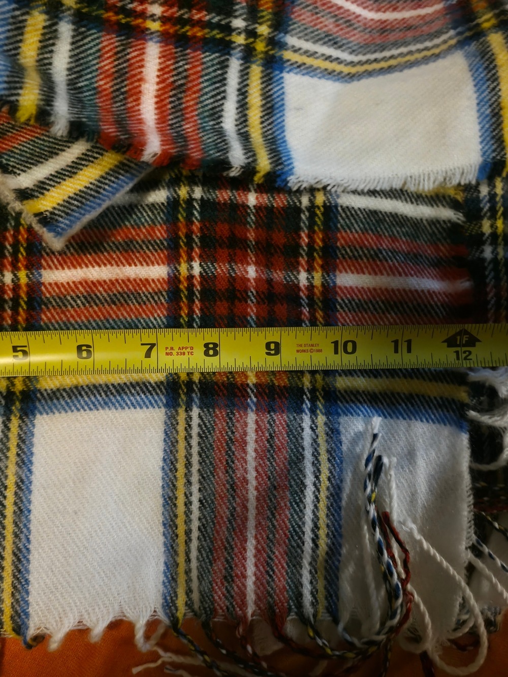 4/$25 Deal! Tommy Hilfiger Plaid Fringe Scarf in Red, Blue, Yellow, Black, White - Picture 3 of 7